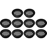 cyclingcolors 10x Lüftungsgitter abluftgitter außengitter rund Gesamt 60 mm innen 50 mm kunststoff luftrosette perforiert flach, Schwarz