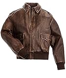 TRESSANO A2 Aviator Air Force Flight WW2 Pilot Herren-Bomberjacke aus Lammleder, Braun, Braun, Used-Optik, Small