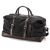 Trendhim Reisetasche Herren | 40L Duffel Bag aus Canvas & braunem Leder | Dänisches Design | Weekender Sporttasche für Reisen, Freizeit & Fitness