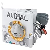 Vicloon Stoffbuch für Babys,Bilderbuch aus Stoff mit Tiere,frühe Entwicklung Baby Tuch Bücher,Wahrnehmungs-Lernspielzeug,Geschenke für Babys-LöwenStil