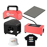 ColorSub Mini Hitzepresse für Kappen Rot Schwarz, Mütze Heißpresse Transferpresse Maschine mit Temperatur & Zeituhr Heat Presse Sublimations Kurvige Druckmaschine für Baseballcaps mit Silikonmatte