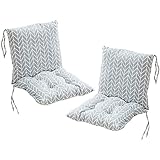 Huachaoxiang 2 Stück Stuhlkissen mit Rückenteil Sitz, Rückenkissen mit Bänder, Niedriglehner Auflage Polsterauflage Gartenstuhl (40X80cm),Grau