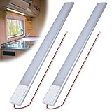 Vaileal 2 Stück Led Lampen Wohnmobil, 12 Volt Wohnmobil LED Beleuchtung Leuchte, Dimmbar Wohnmobilbeleuchtung Led Leiste, Dach Beleuchtung Lichtleiste für Auto Van Bus Caravan Boat Küche Bad Bar LKW