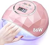 Janolia Nageltrockner Lampe 86W UV LED Lampe für Gelnägel Professionelle Gel UV LED Nagellampe mit Sensor LCD Display UV Nagellampe für Gelnägel mit 4 Timer Geeignet für alle Gel