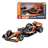 Bburago Formel 1 McLaren Team MCL38 (2024): Modellauto im Maßstab 1:43, von Fahrer #81 Oscar Piastri, Window Box, 12,5 cm, schwarz orange(18-38214P)