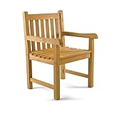 Divero Gartenstuhl Sylt aus Teak Holz, behandelt – Farbe: Braun