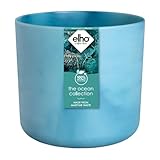 elho The Ocean Collection rund 18cm Blumentopf - Pflanzentopf hergestellt aus Meeresabfällen - 100% recyceltes Material - Blau/Atlantikblau
