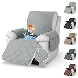 Chingcoo Sesselschoner Sesselauflage Relax mit Armlehnen Sessel Überwurf Bürostuhl für Relaxsessel und Überzug warm und weich zur Schonung der Polster Lehnenschutz 59x203cm (Hellgrau)