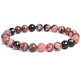 Joyas Minerales Rhodochrosit-Armband – 100% echte Natursteine | Bequem & elegant | Elastische koreanische Schnur | Inkl. Geschenkbox (Rhodochrosit, 8mm)
