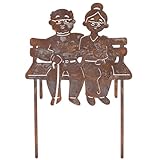 BOFUNX Altes Pärchen Roststecker Oma & Opa Gartenstecker Rost Gartendeko Weihnachtsdeko Gartendeko Rost Deko für Advent Weihnachten Garten Terrasse Balkon