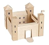 Pebaro 887 Holzbausatz Ritterburg, 3D Puzzle, großer Modellbausatz, Basteln mit Holz, Bstelset, Holzpuzzle, vorgestanzte Holzplatte, ausbrechen, zusammenstecken, fertig, Geschenkidee
