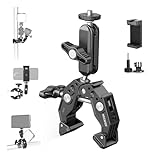 NEEWER Super Clamp Klemme mit 3" Dual Kugelkopf Magic Arm, Cold Shoe, 1/4" Gewinde, Handy/Action Cam Halterung Adapter für Tischstativ Rohr Traverse Gimbal Rods kompatibel mit SmallRig GoPro DJI, ST83
