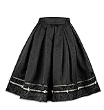 Kamellia Damen Trachtenrock Vintage Knielang Röcke Oktoberfest Röcke Elegent Schwarzer Rock Knielang,Schwarz,Size 38