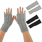 Scettar Handstulpen, 2 Paar Weicher Strick Fingerlose Handschuhe für Mädchen und Damen - Winter Weihnachts/Geburtstagsgeschenk