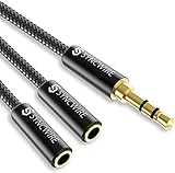 Syncwire Audio Y Splitter Kabel - 23cm Audio Splitter - 3,5mm Male auf 2X Female Nylon Kopfhörer Doppelstecker für Apple, Samsung, Smartphone, Kopfhörer, Lautsprecher, Mikrofon & Mehr - Schwarz