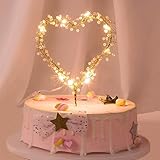 KIPETTO Kuchen Topper Liebes Herz Perlen Cake Topper mit LED-Licht für Geburtstag, Hochzeit, Jahrestag, Party Tortendekoration
