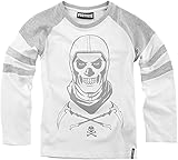 Fortnite Jungen Langarmshirt T-Shirt (Weiss-Grau, Größe 152)