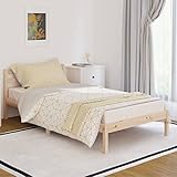 WIFESE Einzelbett Massivholzbett Kiefer 100x200 cm Braun Jugendbett Bettgestell Betten Palettenbett Bettrahmen mit Komfortables Kopfteil Moderner Stil Langlebig Geeignet für Jedes Schlafzimmer