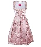 ELFIN Damen Midi Dirndl Elegante Trachtenkleid für Oktoberfest inkl. Spitzen Dirndlschürze Gr. 34-44