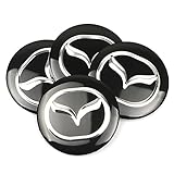 DBFDAQ 4 StüCk Radnabenkappen Radkappen Aufkleber, für Mazda Atez 6 Gh Gg Gi 3 Angksela Bk CX 5 4 7 8 56mm Auto Radmitte Felgenabdeckung Styling ZubehöR with Logo, Black