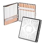 2 Stück Zigarettenetui aus Aluminium Metall - Tragbare Box mit Schnappverschluss für 20 Zigaretten (Silber)