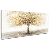 Groß Gelber Herbstbaum Mit Rahmen Leinwand Bilder Kunstdrucke Wandkunst Bild auf Leinwand Malerei Poster Foto Bild Leinwandbilder Abstrakte Moderne Wandbilder Wohnzimmer Schlafzimmer Wanddeko 50x120cm