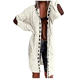 Strickjacke Damen Mit Kapuze Dicke Strickmantel Lang Damen Grobstrick Jacke Zopfmuster Cardigan Farbblock Strickjacke Casual Cardigan Damen Lockere Strickjacken Winter Jacken Für Damen Outwear