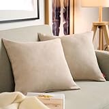 Blumtal 2er Set Kissenbezug 40x40 Taupe - kuschelige Chenille Kissenbezüge mit verstecktem Reißverschluss, Oekotex Zertifizierte Kissenhülle für Deko-Kissen Sofakissen Polster & Zierkissen
