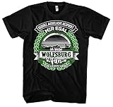 EIN Leben lang Wolfsburg Herren T-Shirt | Stadt - Wolfsburg Skyline - Fussball - Sport - Wolfsburg Shirt - Ultras | Schwarz (XL)