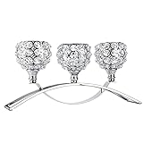 SUMNACON Silber Kristall Kerzenständer 3-Arm-Kristallschalen Kerzenhalter Teelicht Dekorativer Kandelaber Kerzenhalter für Weihnachten Halloween Hochzeit Abendessen Zuhause Büro