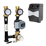 ENVIRON- Heizkreispumpengruppe EN002 DN25 mit Hocheffizienzpumpe, Drei-Wege-Mischer und Thermostatkopf 20-70°C | Made in Germany | Heizung Fußbodenheizung (Wilo Para 25/6)