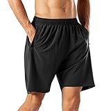 HMIYA Herren Sport Shorts Schnell Trocknend Kurze Hose mit Reißverschlusstasch (Schwarz,4XL)