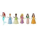 Mattel Disney Prinzessin-Spielzeuge, 6 bewegliche kleine Puppen mit Glitzerkleidung und 13 Zubehörteilen für die Teeparty, inspiriert von Disney-Filmen JCR91