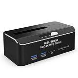 Festplatten Docking Station, RSHTECH Aluminium USB 3.0 Festplatten Dockingstation für 2.5 & 3.5 Zoll SATA HDD SSD, mit SD & TF Karte und ABS Federabdeckung, unterstützt zu 6 Gbit/s und 16 TB Laufwerke