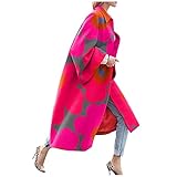 Damen Lange Mantel Elegante Trenchcoat Langarm Jacke Revers Winterjacke Winter Warm übergangsjacke Windbreaker Winddicht Softshelljacke Neuheit Druck Wintermantel Business Blazermantel