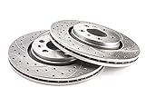 Fräsen und Bohren Bremsscheiben 2-teiliges Set Kompatibel mit VW GOLF II 19E 1G1 CAT G60 1983 1984 1985 1986 1987 1988 1989 1990 1991 1992-0235GV - Hinterachse - Voll mit Nabe - Lochanzahl 4-226x10