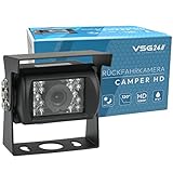 VSG24 Camper HD Rückfahrkamera Wohnmobil Wohnwagen/Rückfahrsystem Camera/Nachtsicht & Wetterfest/einfaches Nachrüsten Einparkhilfe Kamera hinten Frontkamera LKW Anhänger 12V-24V Schwarz