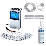 axion TENS-EMS STIM-PRO X9+ 4 Kanäle Kombigerät im Set mit 8 Stk 5x5 cm, Spezial Elektroden-Pads & Kontaktspray | Schmerztherapie, Muskelaufbau & Massage - in einem | zertifiziertes Medizinprodukt
