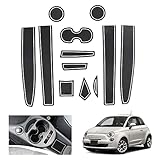 GAFAT 2016-2020 Fia-t 500/ Abarth 595 Antirutschmatten, Gummimatten, Mittelkonsole Becherhalter Matten, Türnaht Matten, Kompatibel mit FIAT 500 Abarth 595 (Weiß)