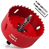 Yeepeo Lochsäge 80mm, Universal HSS M42 Bi-Metall Lochsägen, Lochkreissäge mit Sechskant-Schaft und Bohrer Lochbohrer Set Bohrkrone für Holz, Rigips, Trockenbau, Kunststoffe, 1 Stück Rot