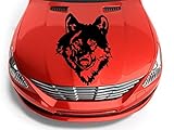 Wolfskopf Auto Aufkleber für Wohnmobil, Van und Motorhaube - Großformat 55x43 cm, Hochwertig und Wetterfest, Ideal für Tier- und Naturfans (Schwarz)