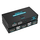 KVM Switch SGEYR HDMI USB KVM Switch 2 Ports 4K KVM USB Umschalter 2 PC 1 Monitor Tastatur und Maus teilen Unterstützung 4K@30Hz 3D 1080P für Laptop PC PS4 Xbox, Hotkey Switch