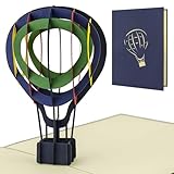 Diese-Klappkarten 3D Pop Up Karte Heißluftballon - Gutschein Karte für Heißluftballonfahrt - Geburtstagskarte - Glückwunschkarte mit 3D Pop-up Effekt - Ballonfahrt Ballon
