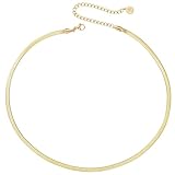 BONNYBIRD® Schlangenkette Gold Damen Kette ohne Anhänger Goldkette Schlange Edelstahl Flach Halskette Wasserfester Schmuck Frauen Vergoldet Goldschmuck Layering Kurz Sommer Modeschmuck Elegant