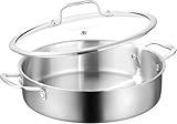 DELARLOCHEF Bratpfanne 30 cm Hoher Rand 8 cm: Große Schmorpfanne 5,6 Liter,Für Großkochstellen ≥2300 W,Induktion,Schmortopf mit Deckel,Dreilagige Edelstahl Pfanne,Tri-ply Stainless Steel Frying Pan