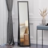 HOMCOM Ganzkörperspiegel, 154 x 37 cm Wandspiegel mit Ständer, Standspiegel für Wohnzimmer, Schlafzimmer, Schwarz