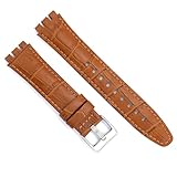 diloy Uhrenarmband aus Leder kompatibel mit Swatch Irony und Scuba Leder mit Krokodilprägung Croco grain 21-23mm Ref 328 Hellbraun 23mm