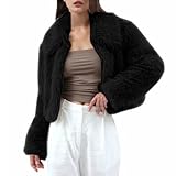 Pelzmantel Damen Modische Einfarbig Kurz Kunstpelze Jacke Kunstfell Mantel Kuschelig Fellmantel Dicke Warme Winterjacke Winter Pelzjacke Übergangsjacke Langarm Wintermantel Felljacke