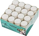 bolsius Genuine Tea Light Candles in Clear Holder Cups Bulk 48 Set. Long Burning 8hr, Unscented, for Mood, Dinners, Parities, Home, Decoration, Wedding, Crafts, Weiß
