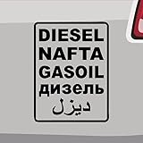 Generisch Diesel Texte Aufkleber Sticker Offroad NAFTA Gasoil car Tang Schild 4x4 8x6cm Farbe: Schwarz